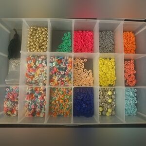 Multi-Color Bead Organizer Box And Lots Of Beads Included Crafts DIY